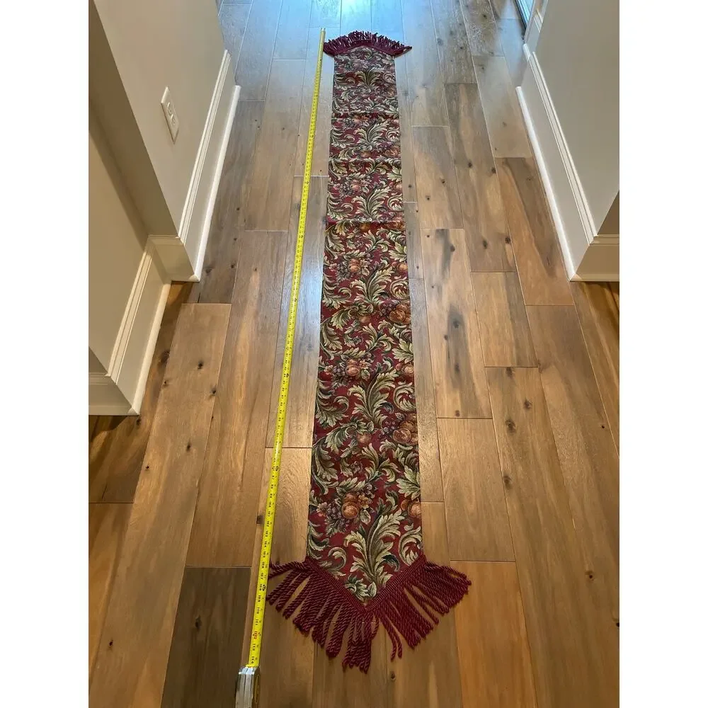 JCPenney Home Collection Tapestry Table Runner 114 Inches Burgundy Sage Gold
